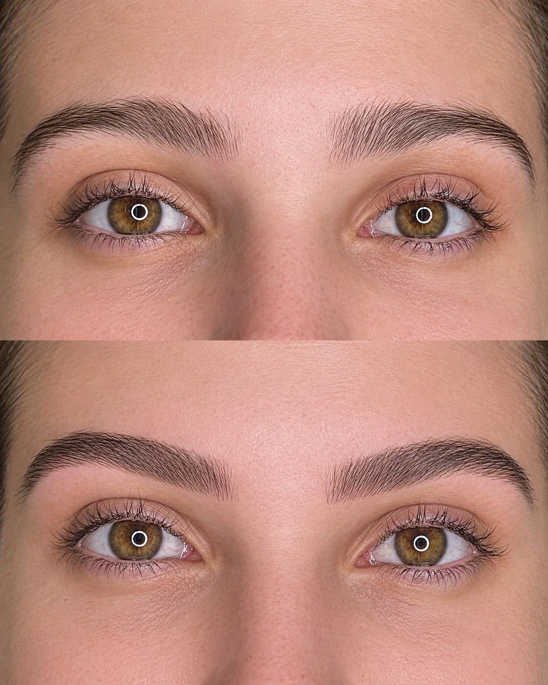 Antes e depois de micropigmentação de sobrancelha